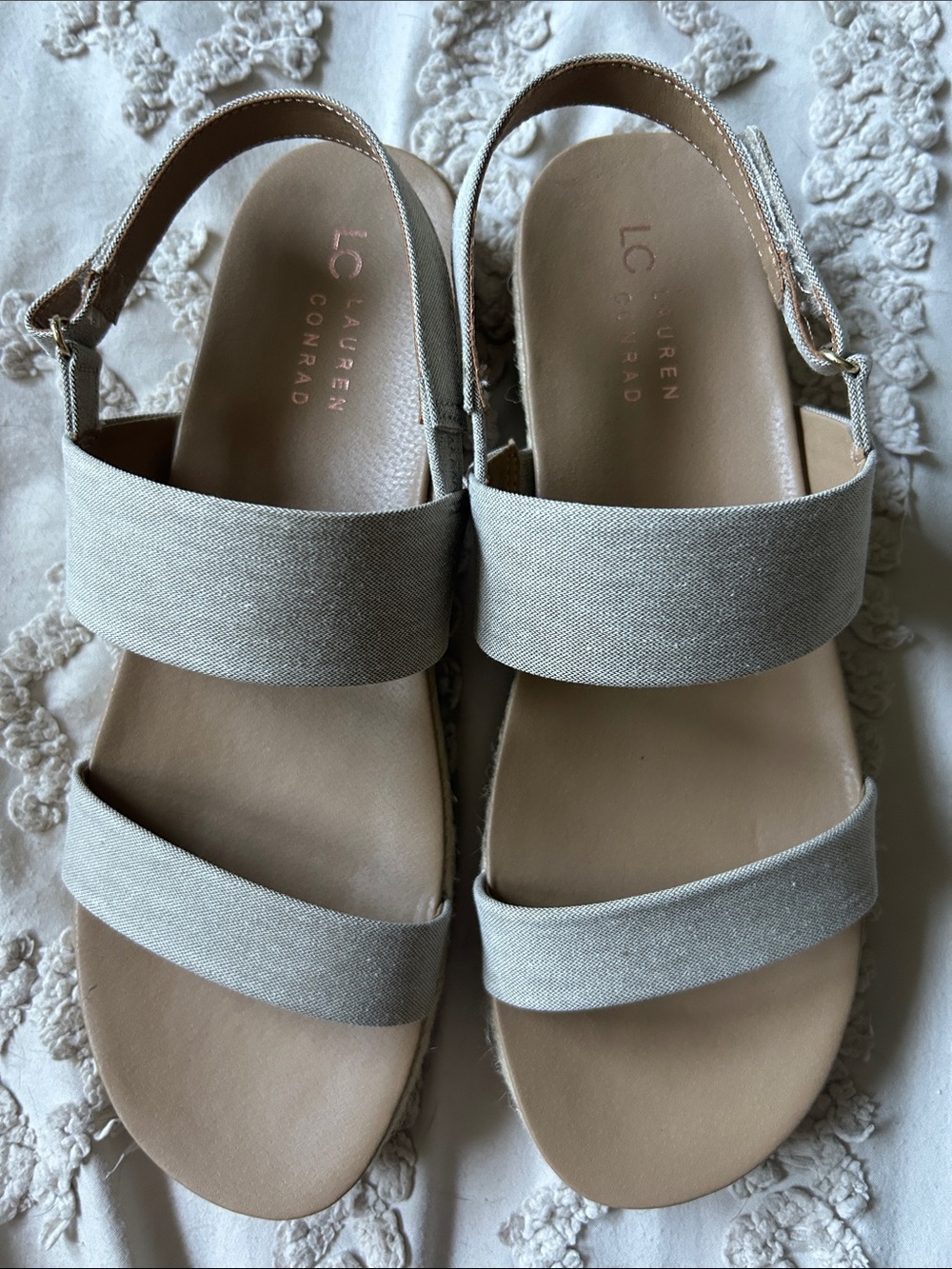 LC Lauren Conrad Neutral Beige Double-Strap Slingback Sandals